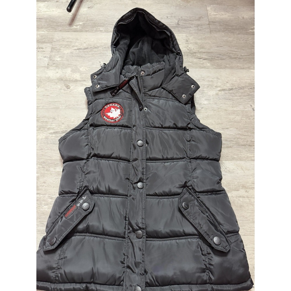 Canada Weather Gear Black Hooded Puffer Vest Womens Size Small